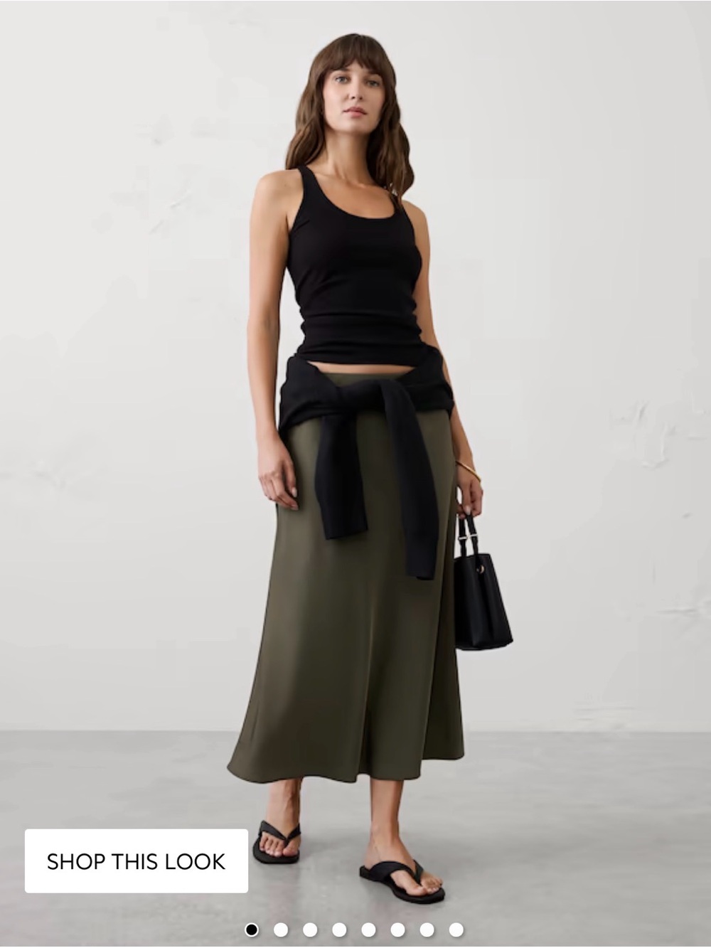 H&M Olive Green Midi wrap-tie Skirt